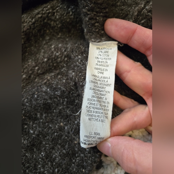 L.L.Bean Brown, Wool blend, Mock neck Cardigan. Size LG - Picture 6 of 12